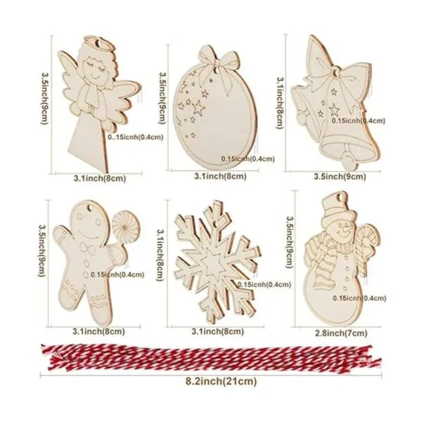 OurWarm 48 adornos de Navidad de madera para niños_3