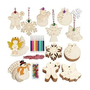 OurWarm 48 adornos de Navidad de madera para niños_1