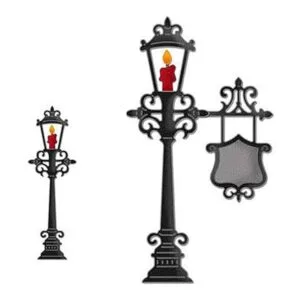 Lámpara de carretera de metal con troqueles de Navidad_3