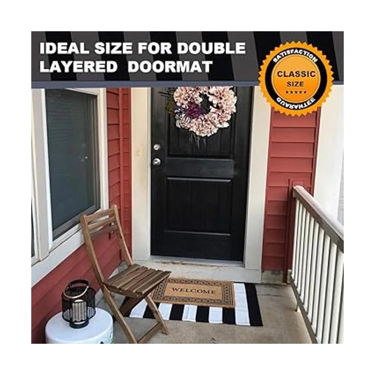 KaHouen Alfombra a rayas blancas y negras 23.6 x 35.4