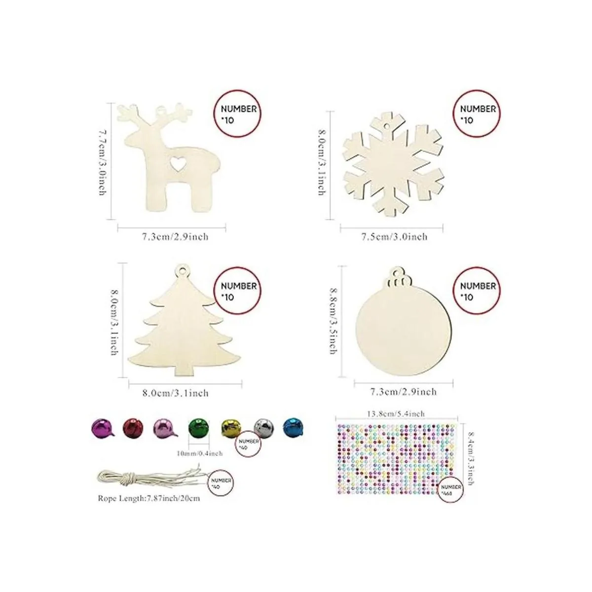 Juego de 40 adornos de madera sin terminar adornos de_2