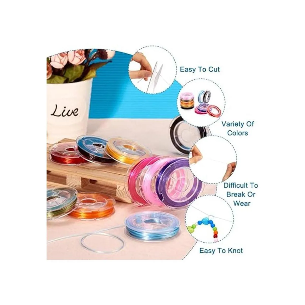 Craftdady 10 rollos de hilo elástico de cuentas de cristal_3