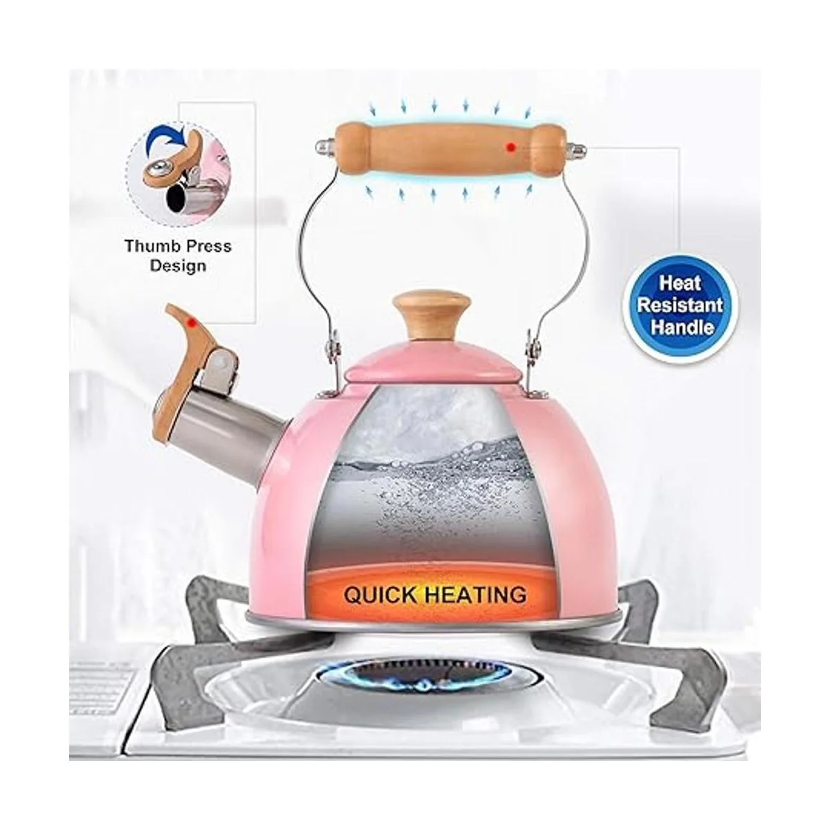 ROCKURWOK Tetera de silbido para estufa 1.6 cuartos de_6