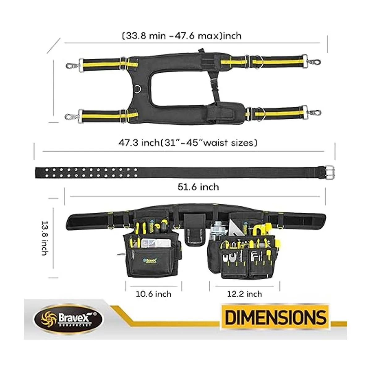 MegaFlint Tirantes de cinturón de herramientas chaleco de_6