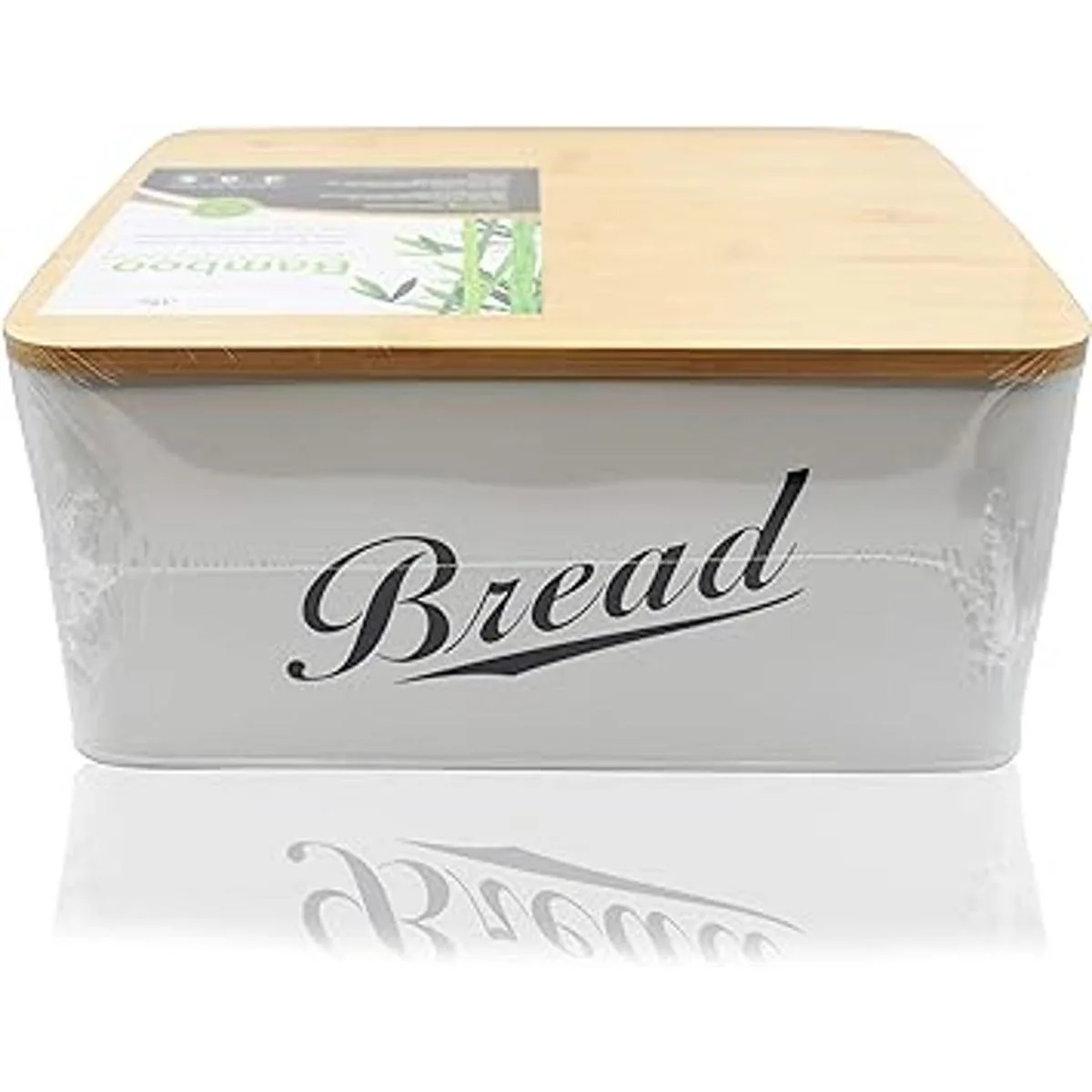 Panera de metal moderna con tapa de bambú almacenamiento