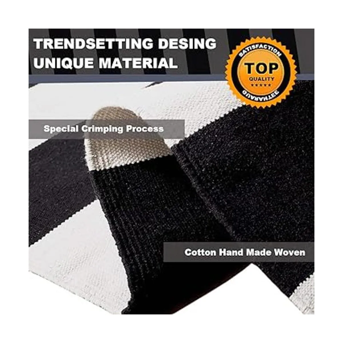 KaHouen Alfombra a rayas blancas y negras 23.6 x 35.4