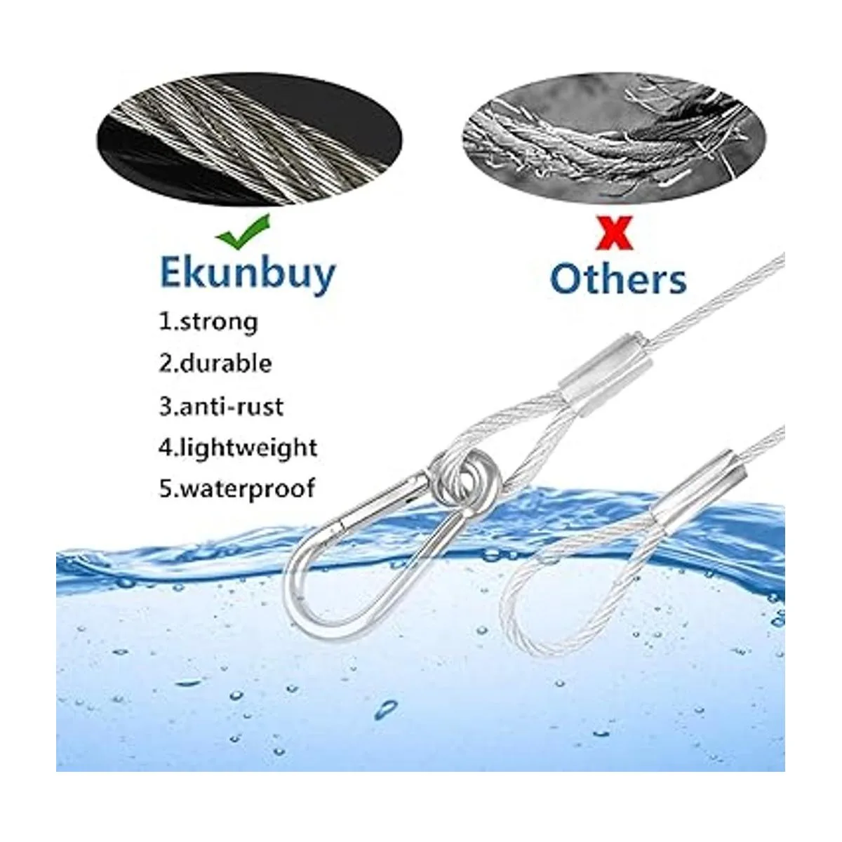 Ekunbuy Cable de seguridad de acero inoxidable cable de