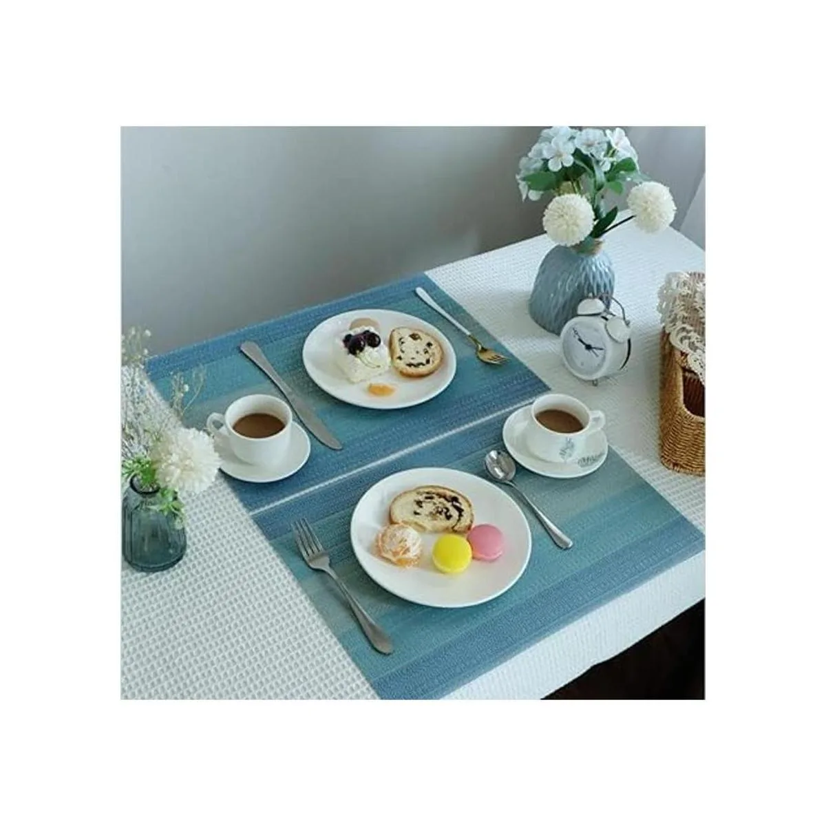 HeloHo Juego de 6 manteles individuales azules resistentes_6