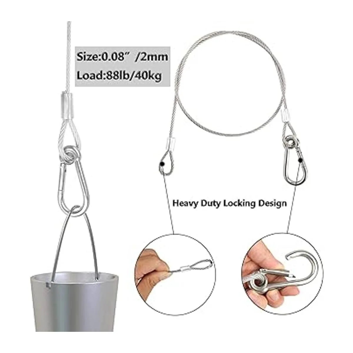 Ekunbuy Cable de seguridad de acero inoxidable cable de