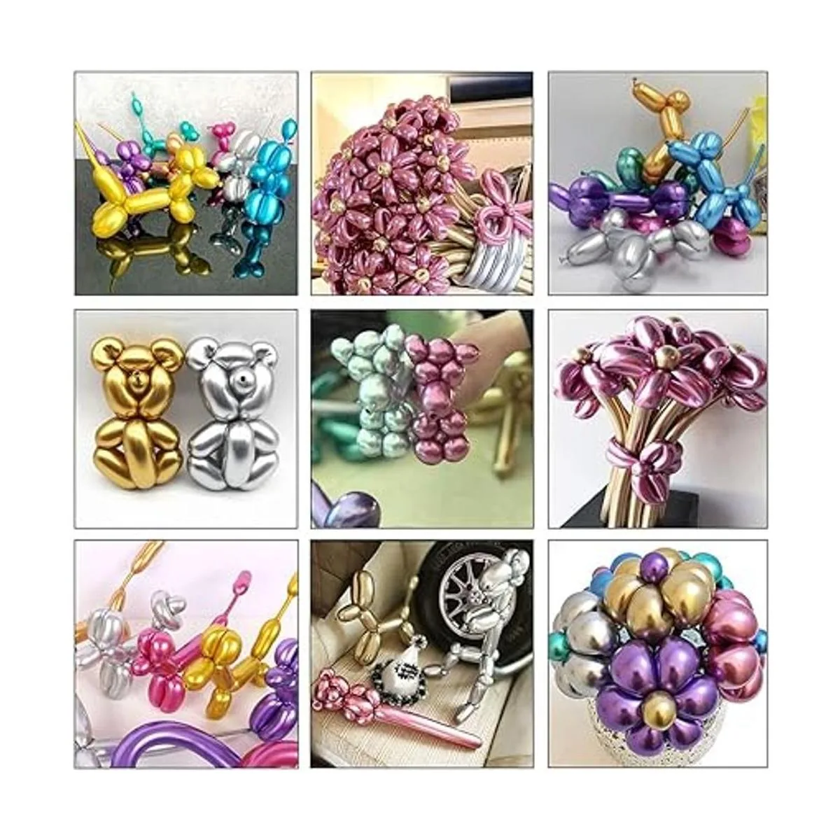 Kit de 100 globos metálicos de 260 globos largos con_6