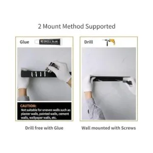 Danpoo Estante de pared de metal estante flotante negro_3