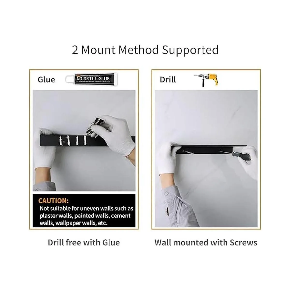 Danpoo Estante de pared de metal estante flotante negro_3