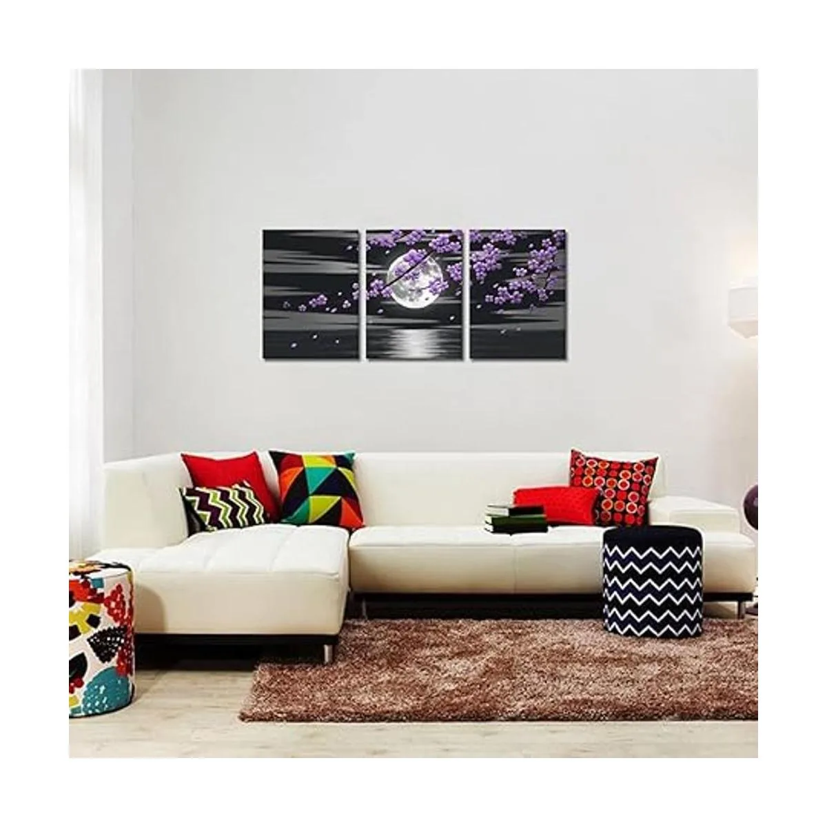 HOMEOART 3 piezas de pintura de árbol de flores de ciruela_2