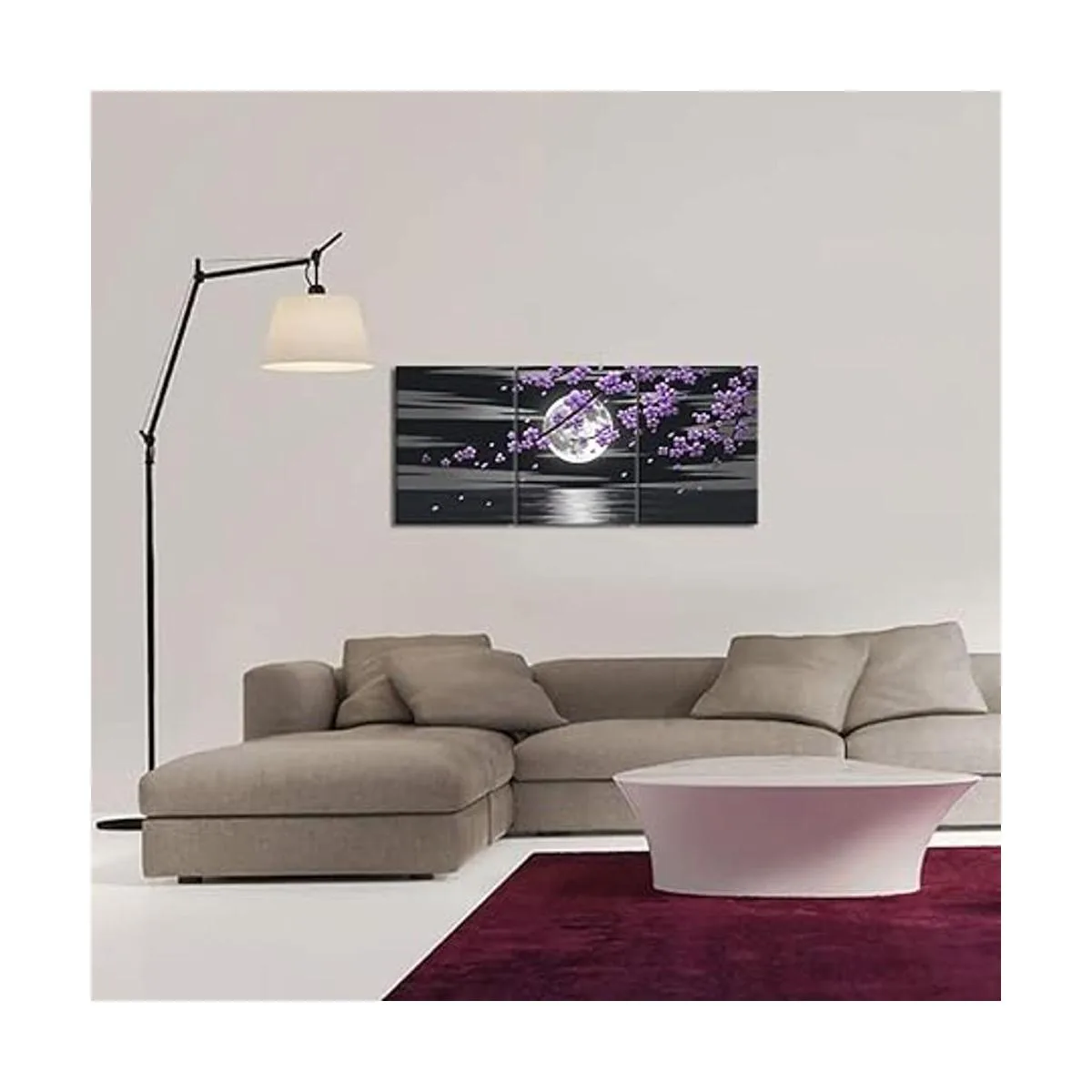 HOMEOART 3 piezas de pintura de árbol de flores de ciruela_4
