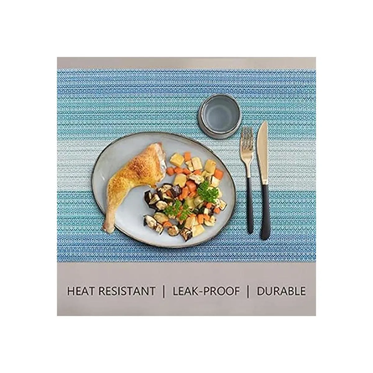 HeloHo Juego de 6 manteles individuales azules resistentes_3