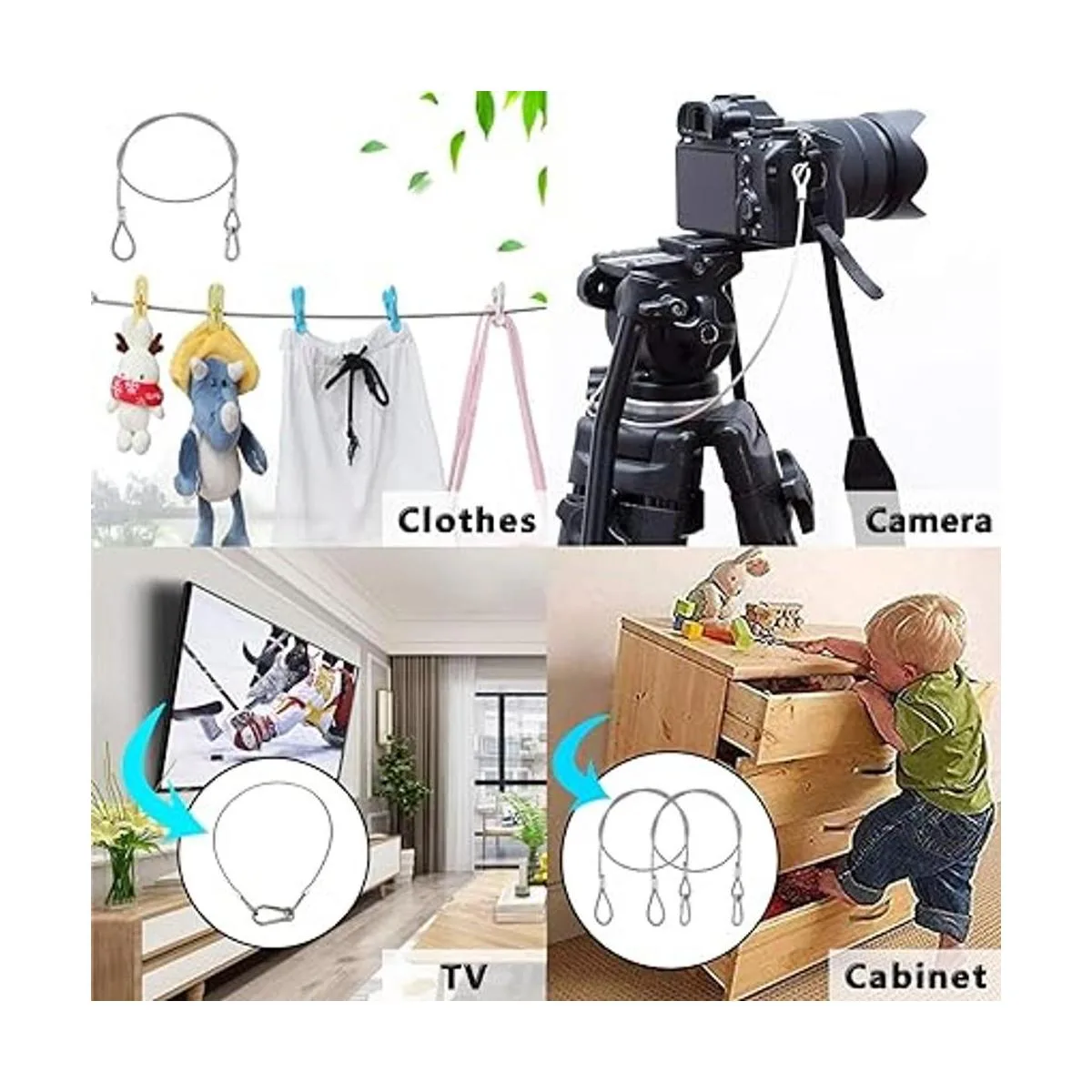 Lsqurel Paquete de 5 cables de seguridad de acero_4