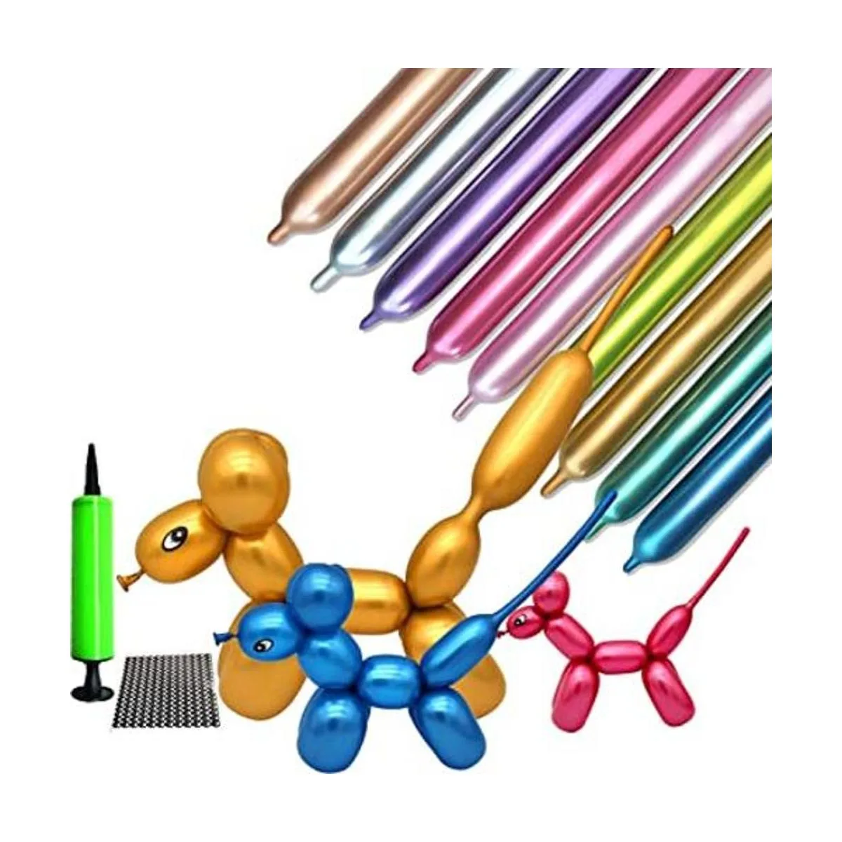 Kit de 100 globos metálicos de 260 globos largos con_1