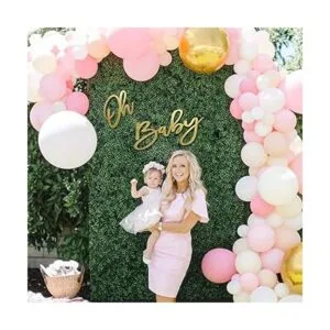 Cartel de madera para baby shower con pintura dorada_6