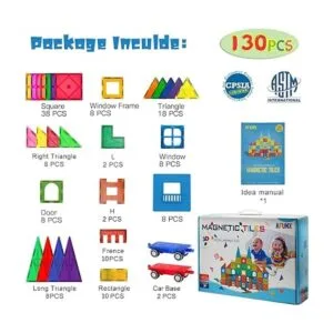 AFUNX 130 piezas de bloques magnéticos de construcción 3D_6