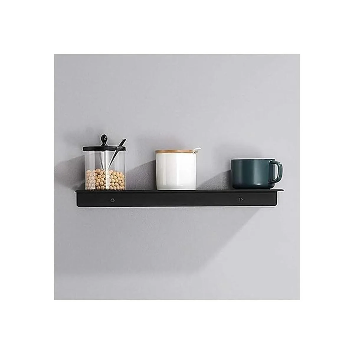 Danpoo Estante de pared de metal estante flotante negro_6