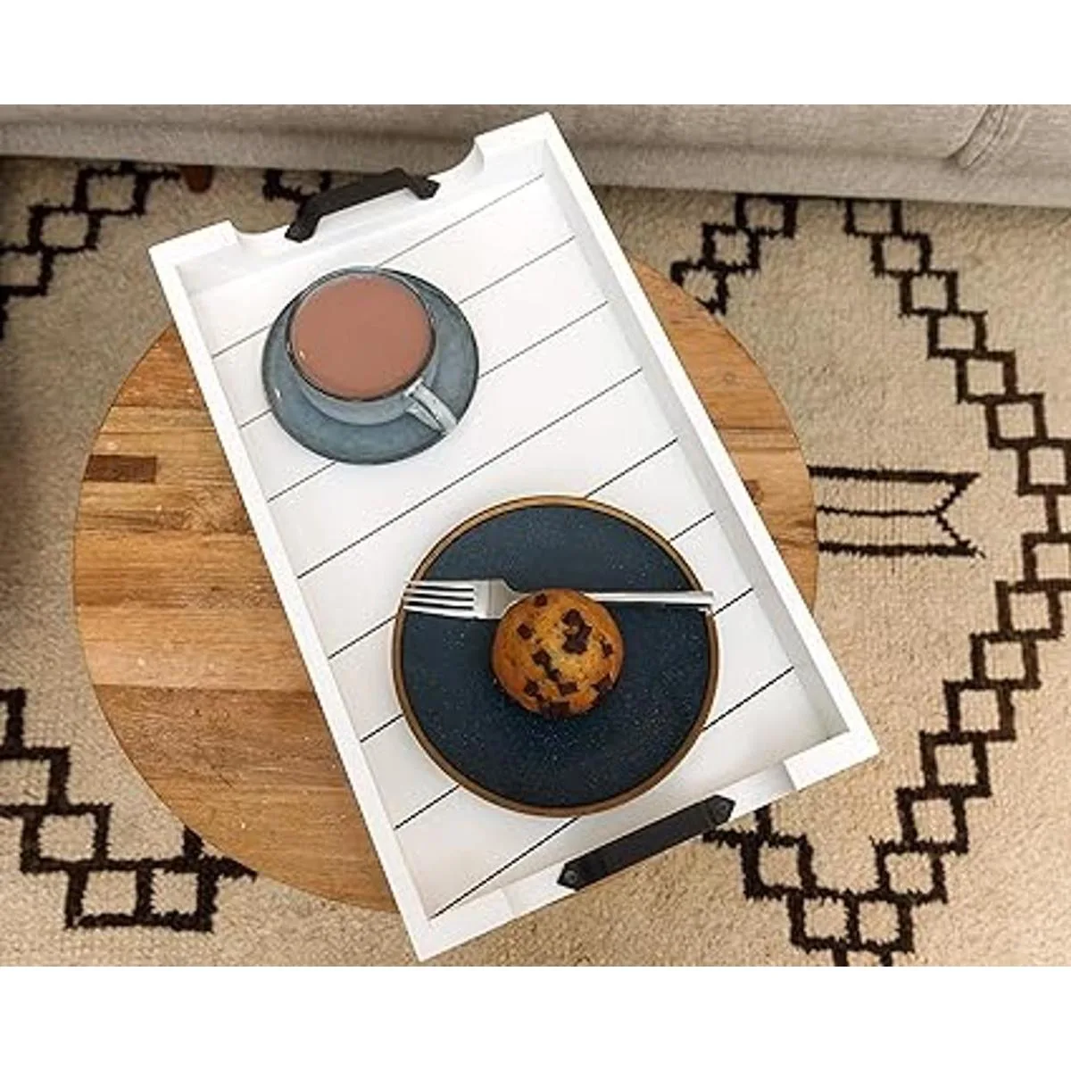 Bandeja grande decorativa de madera para mesa Bandeja