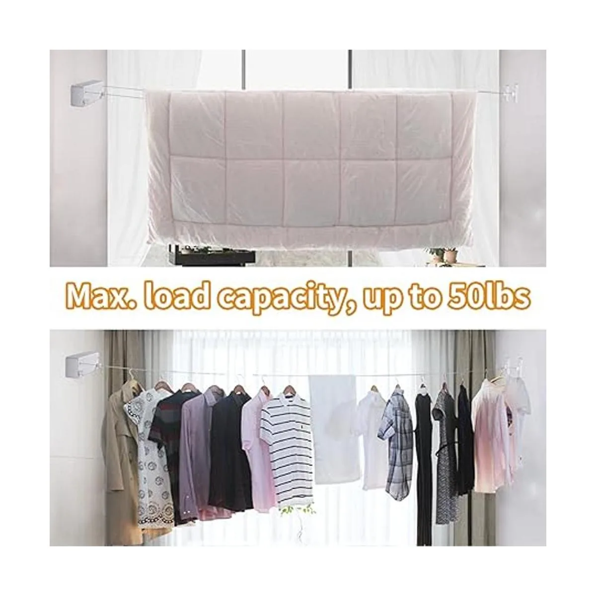 Danpoo Retractable Clothesline 13.8 Ft Stainless Steel_4