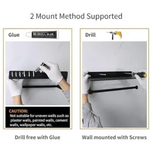 Danpoo Black Paper Towel Holder Wall Mount for Kitchen_3