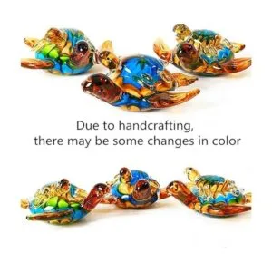 Figura de tortuga de mar de vidrio soplado a mano adorno_4