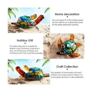 Figura de tortuga de mar de vidrio soplado a mano adorno_3