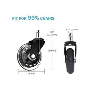 Ruedas para silla de oficina de 3.0 in resistente de_4