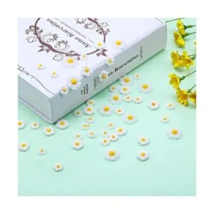 50 piezas de resina con parte trasera plana margaritas