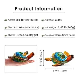 Figura de tortuga de mar de vidrio soplado a mano adorno_2