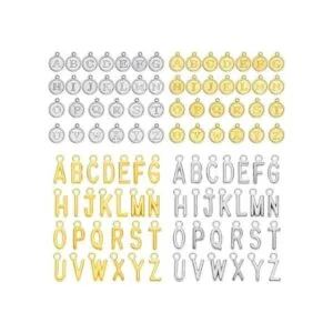 104 piezas 4 juegos de dijes de letras doradas del