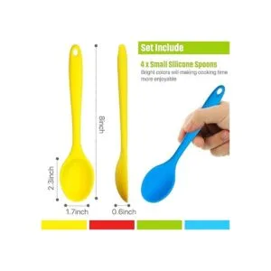 4 cucharas pequeñas de silicona multicolor antiadherentes