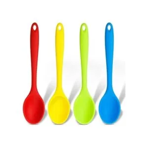 4 cucharas pequeñas de silicona multicolor antiadherentes