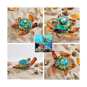 Figura de tortuga de mar de vidrio soplado a mano adorno_6