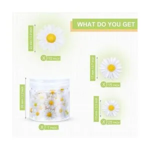 50 piezas de resina con parte trasera plana margaritas