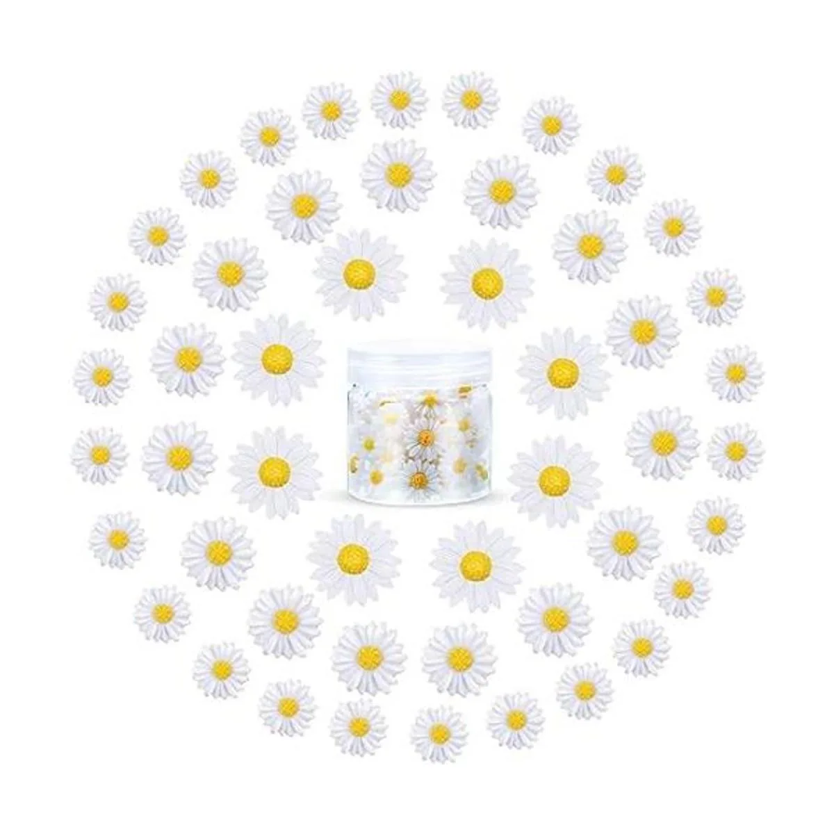 50 piezas de resina con parte trasera plana margaritas