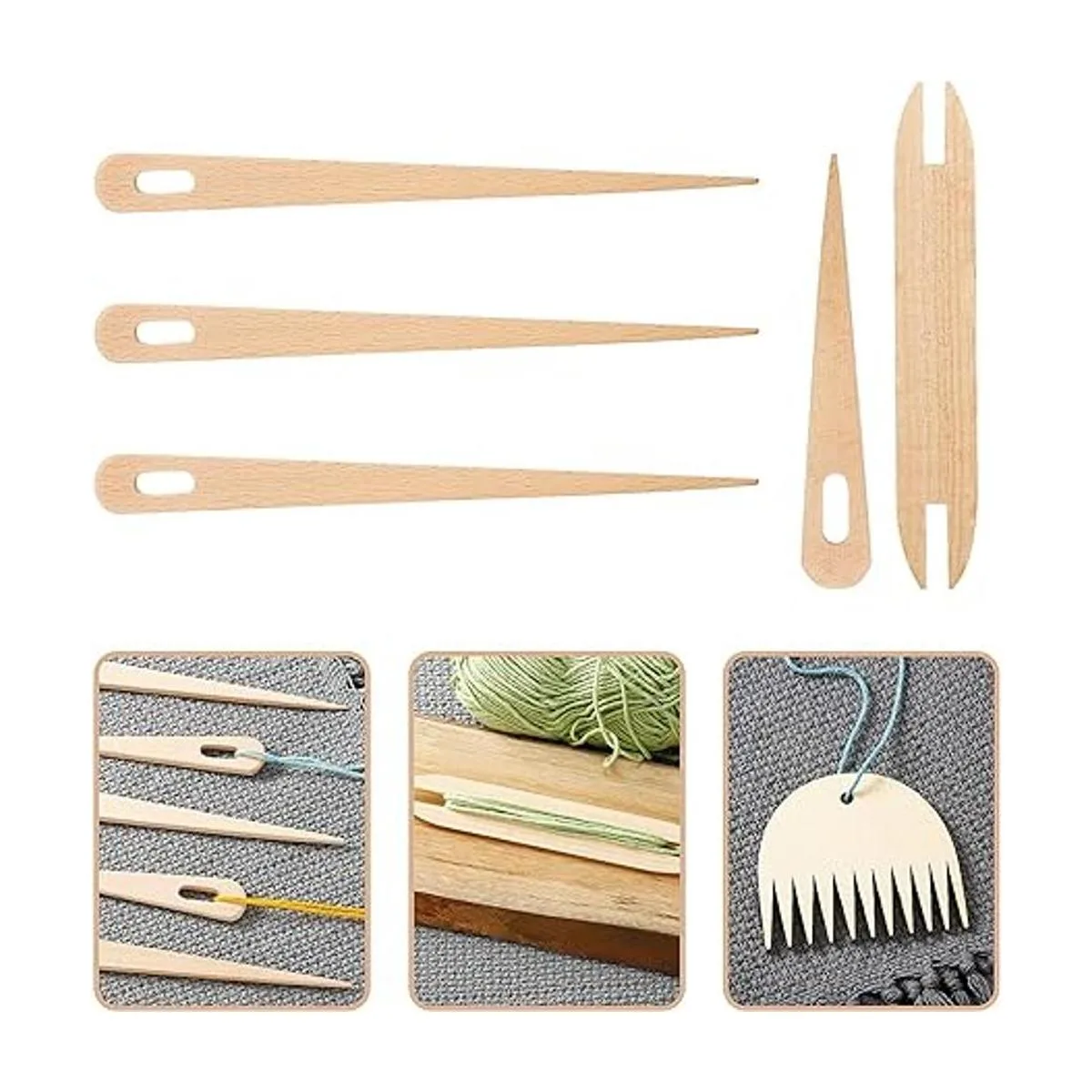 Juego de 7 piezas de madera para tejer a mano incluye 5