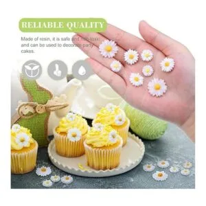 50 piezas de resina con parte trasera plana margaritas