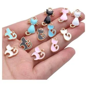 36pcs esmalte gato encanto colgante lindo encantos para