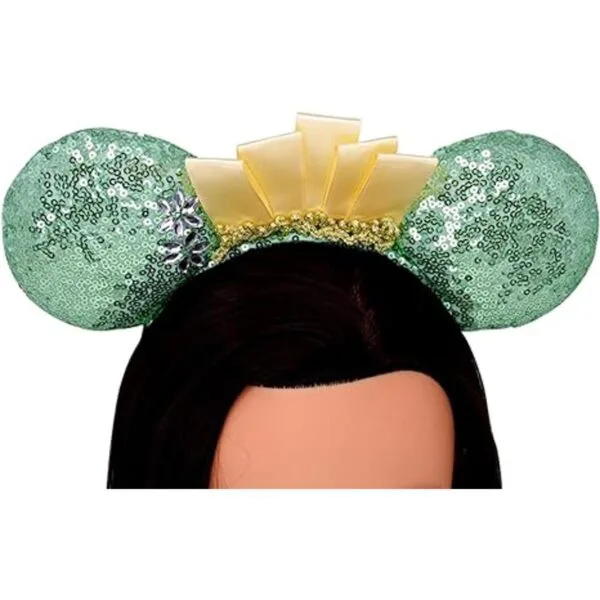 Diadema de lentejuelas con orejas de ratón color menta_2