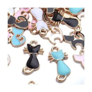 36pcs esmalte gato encanto colgante lindo encantos para