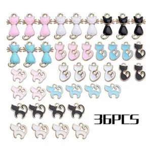 36pcs esmalte gato encanto colgante lindo encantos para