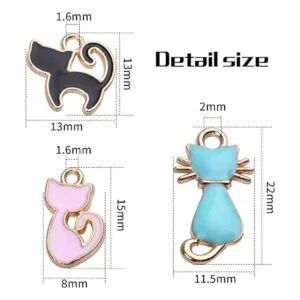 36pcs esmalte gato encanto colgante lindo encantos para