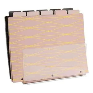 Soporte de archivo acrílico con 2 ranuras y base de oro_4