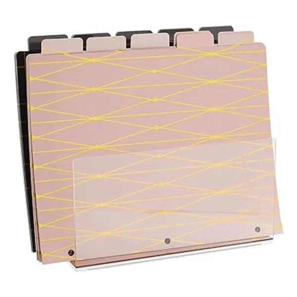 Soporte de archivo acrílico con 2 ranuras y base de oro_4