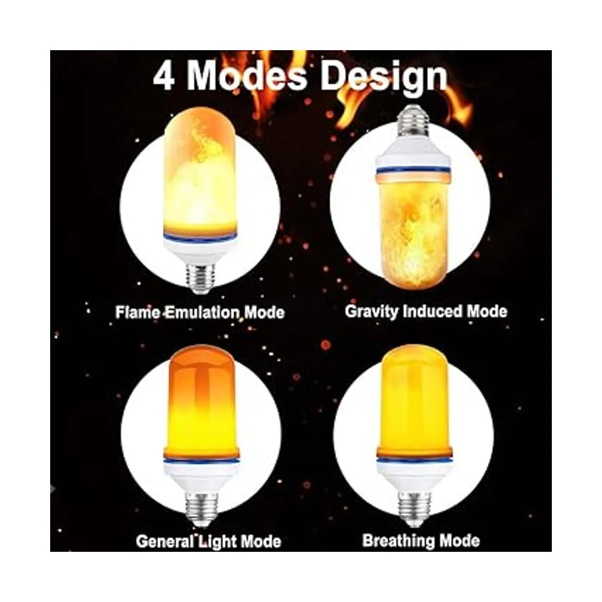 Bombilla LED E26 de 6 W con efecto de llama 4 modos_2