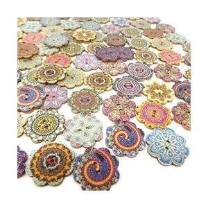Honbay Botones decorativos de madera con forma de flor