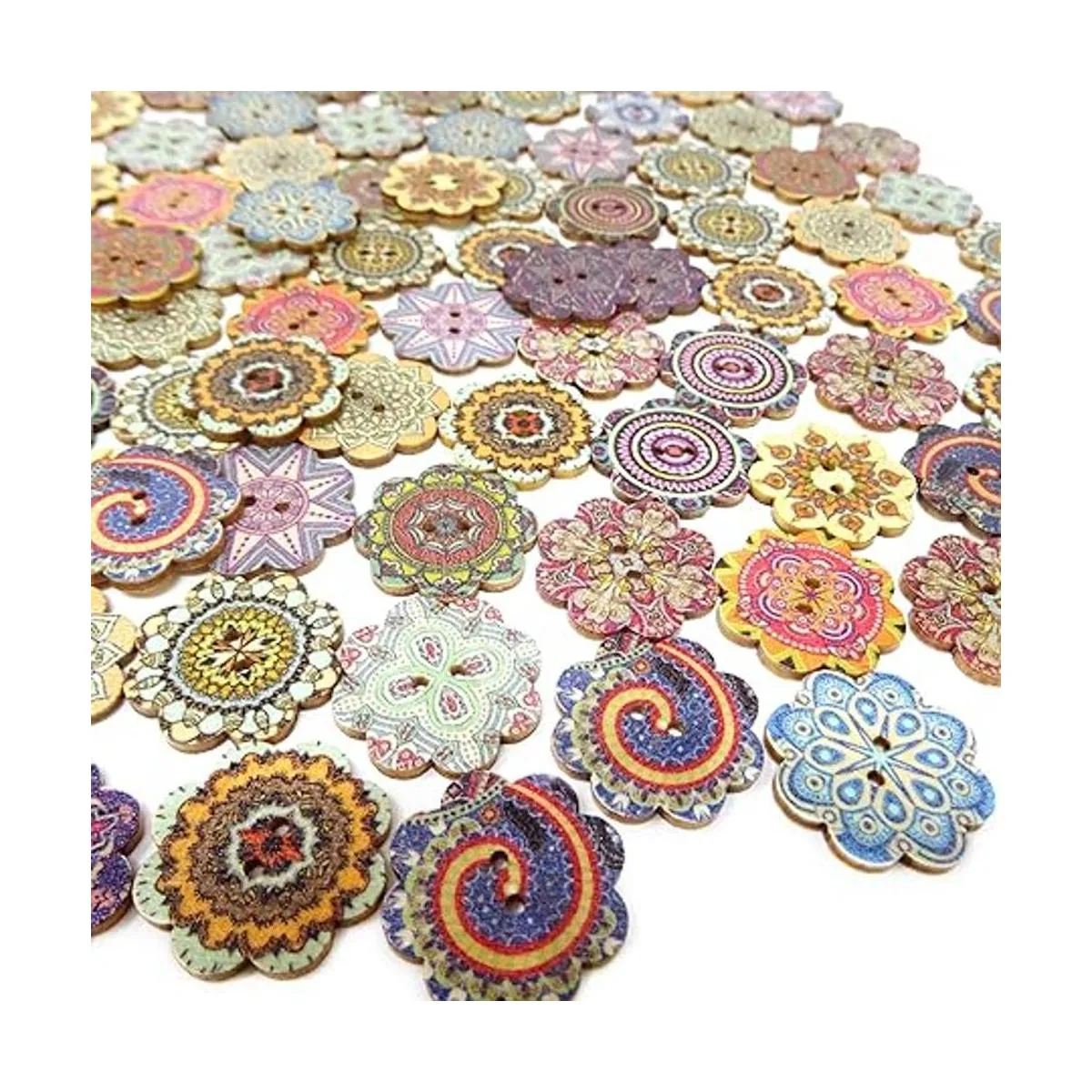 Honbay Botones decorativos de madera con forma de flor